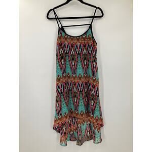 Rue 21 Multi-Color Tribal Lightweight Spaghetti Strap Hi Low Slip Dress READ